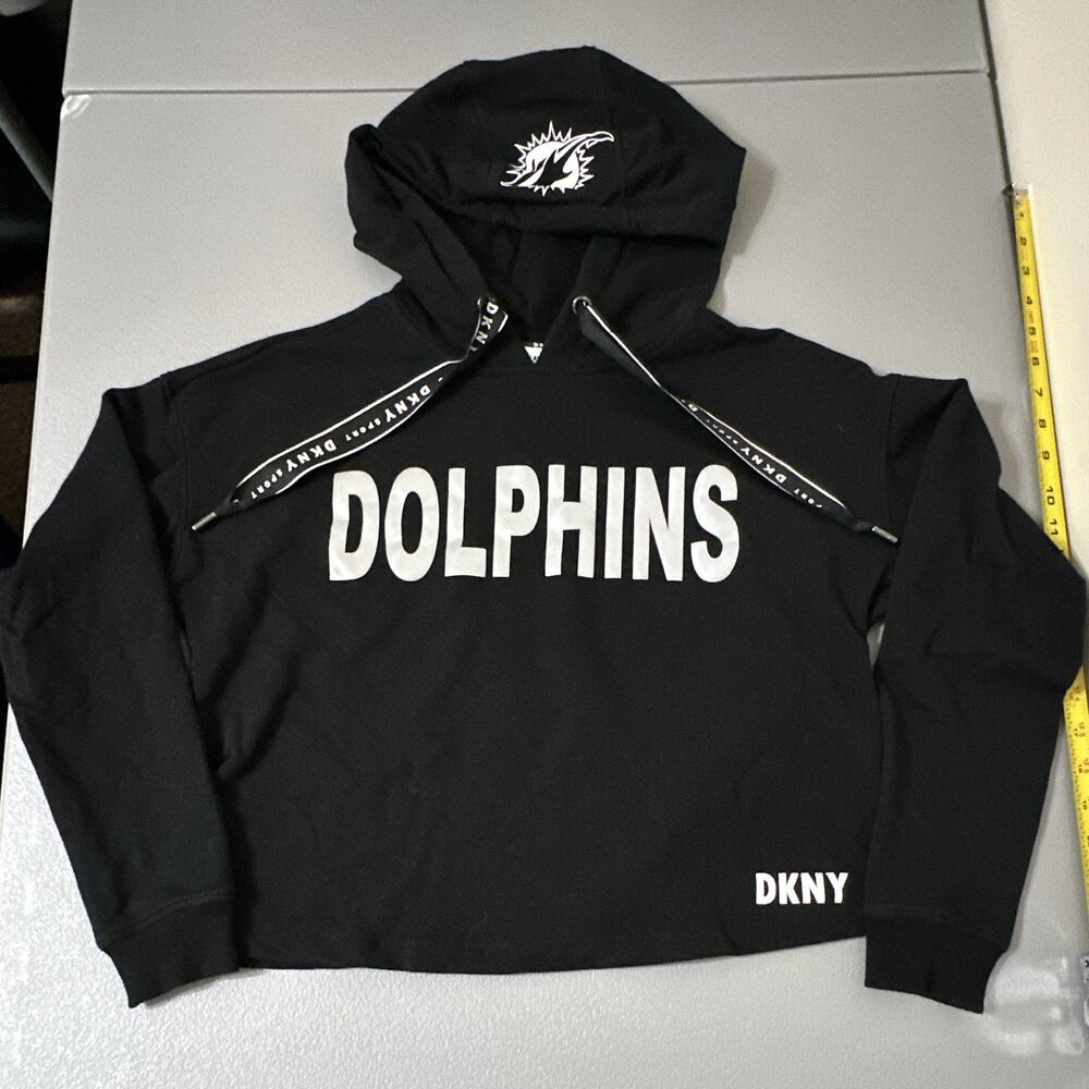 DKNY Sport Miami Dolphins NFL Football Hoodie Sweatshirt Black Size S